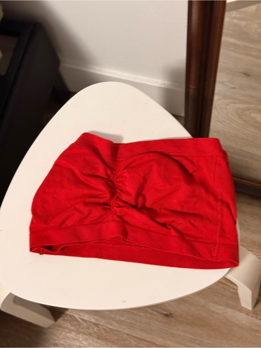 Red Ruched Strapless Bandeau Tube Top | Size S